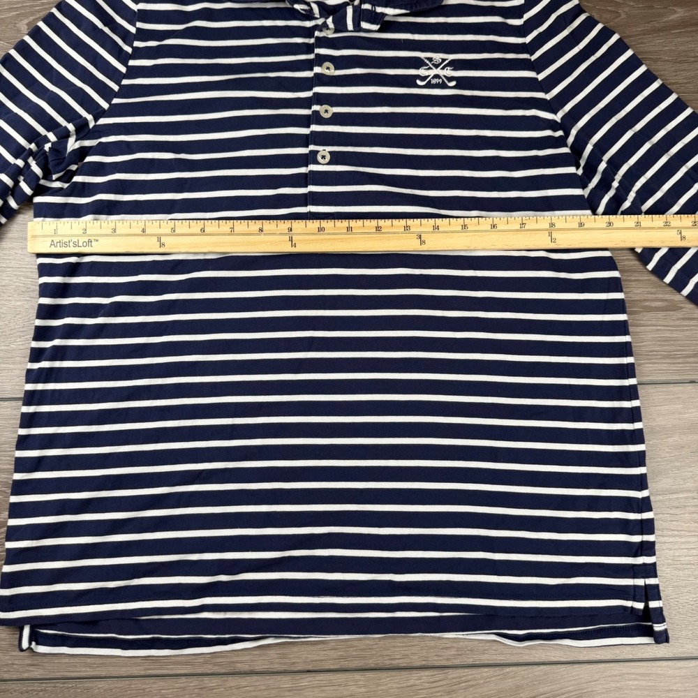Renwick Womens Polo Shirt Striped Pima Cotton Spandex Navy White L - Picture 7 of 9